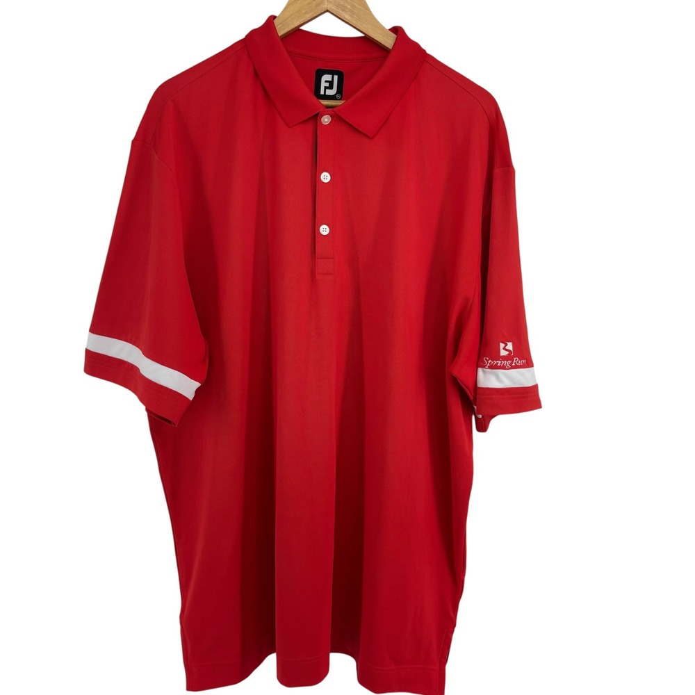 FJ FootJoy Men 2XL Performance Golf Polo Red‎ Short Sleeve Shirt Big Tall Logo